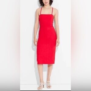 Women’s Linen Lace Back Midi Dress Wild Fable Red Size 0